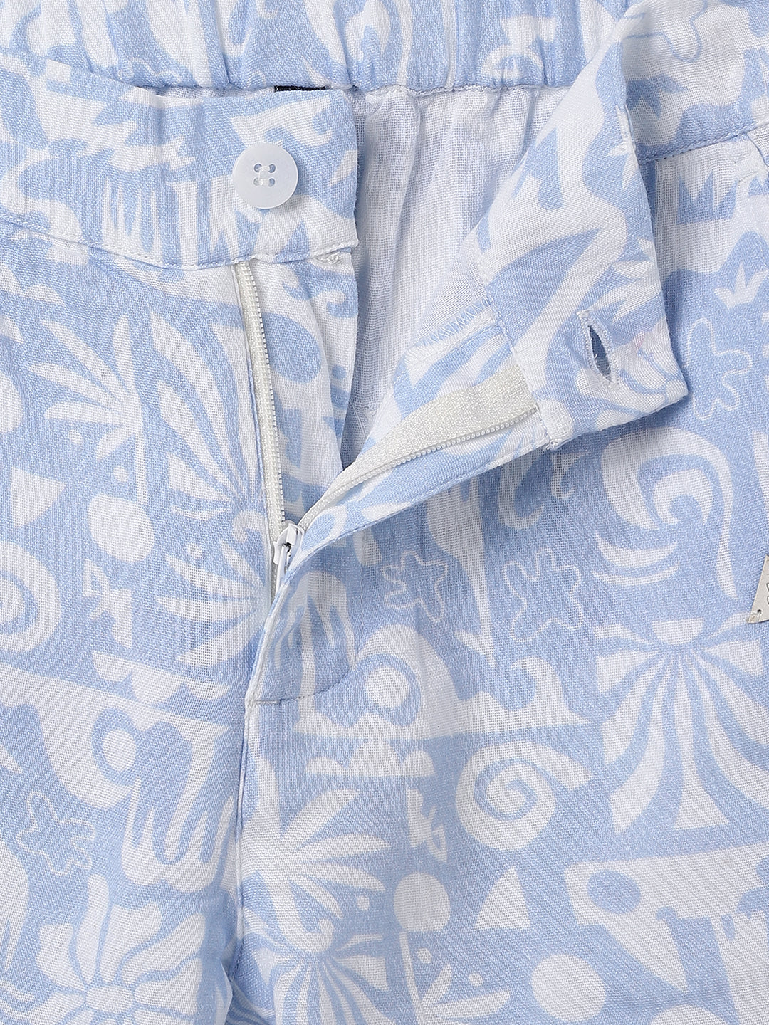 Blue Giraffe Kids Blue Regular Fit Printed Shorts