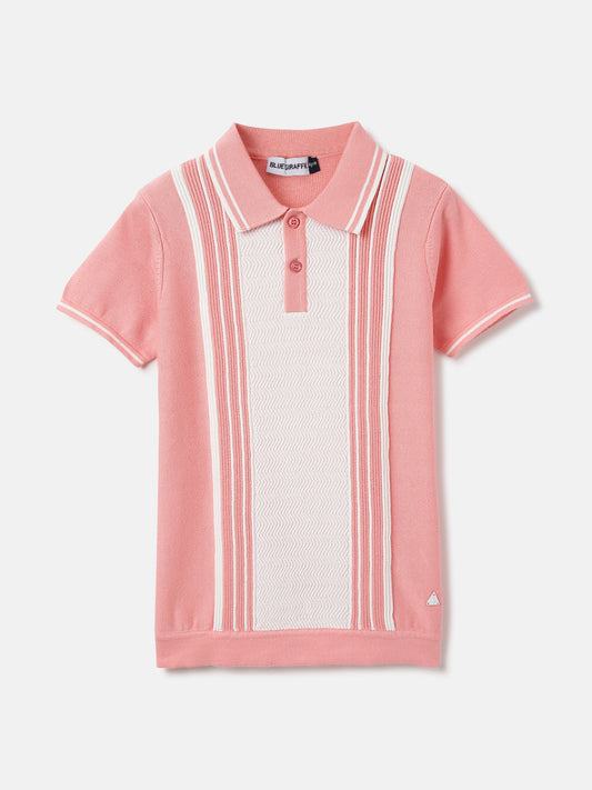 Blue Giraffe Kids Pink Textured Polo Tshirt