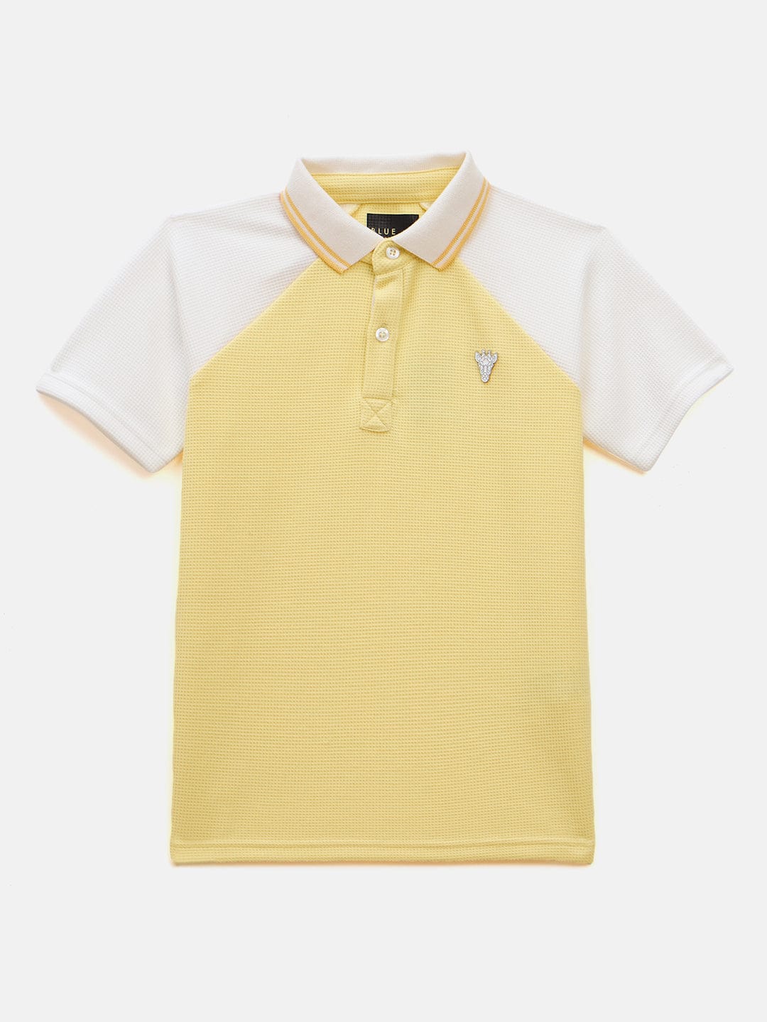 Blue Giraffe Boys Yellow Textured Polo Tshirt
