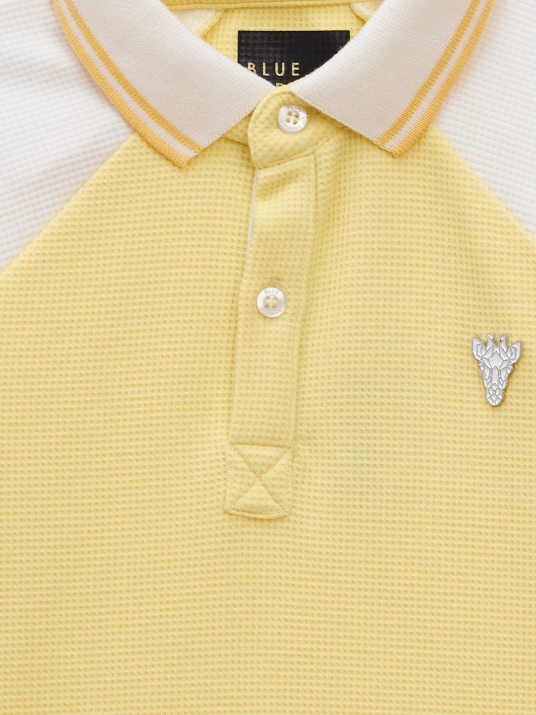 Blue Giraffe Boys Yellow Textured Polo Tshirt