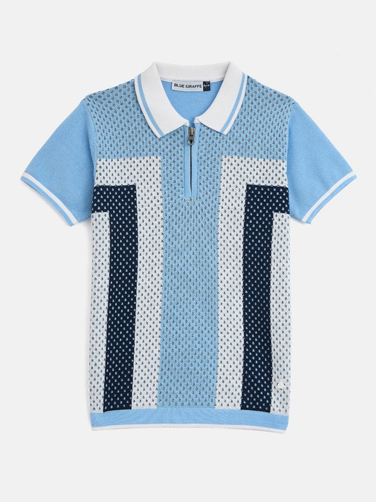 Blue Giraffe Boys Multi Textured Polo Tshirt