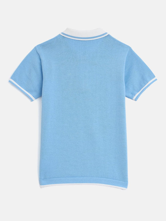 Blue Giraffe Boys Multi Textured Polo Tshirt
