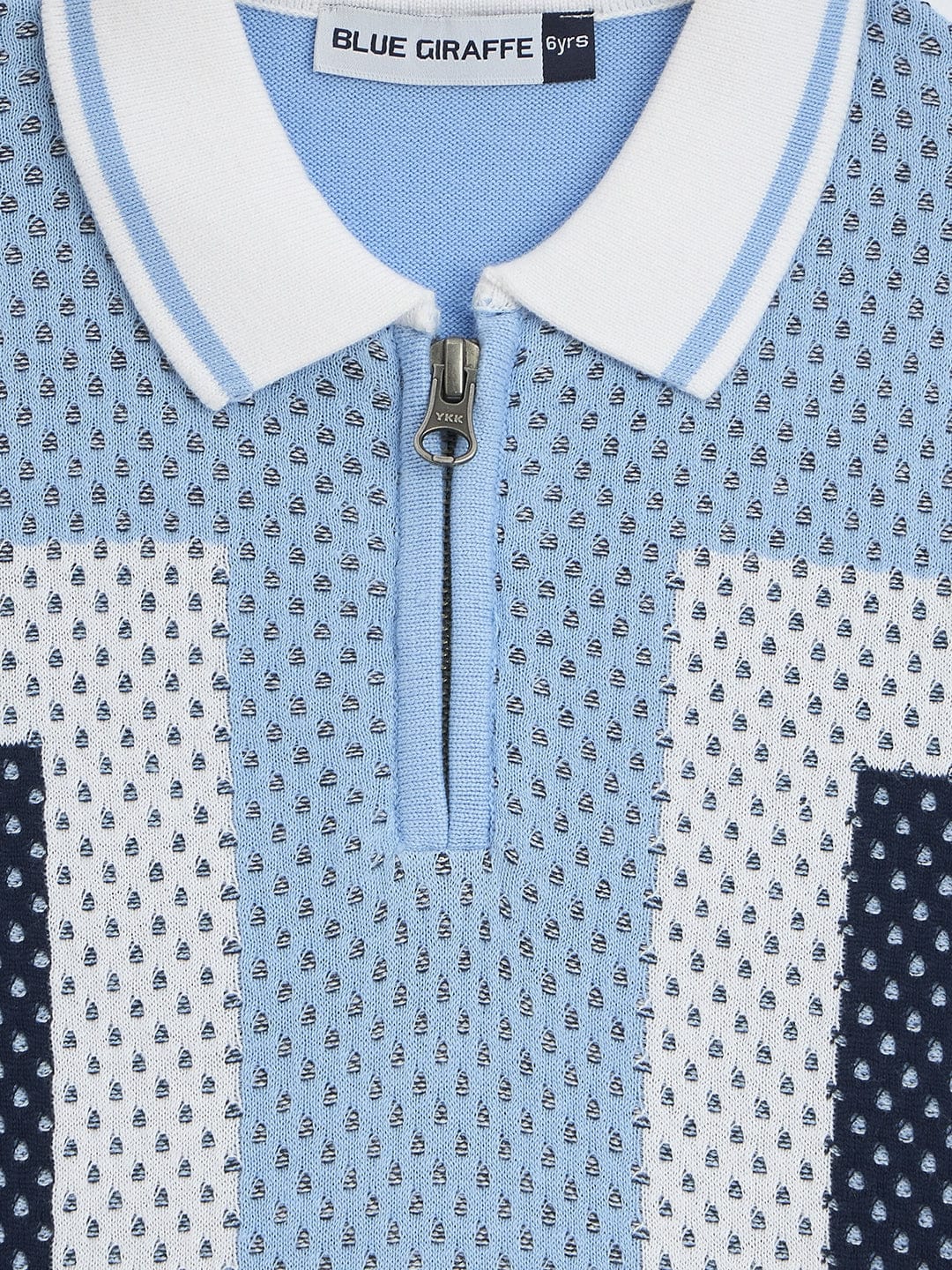 Blue Giraffe Boys Multi Textured Polo Tshirt