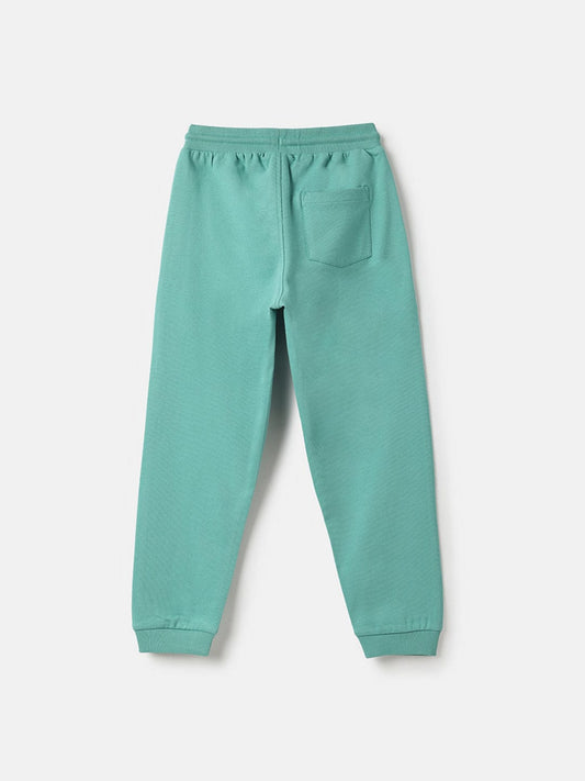 Blue Giraffe Boys Green Regular Fit Solid Jogger