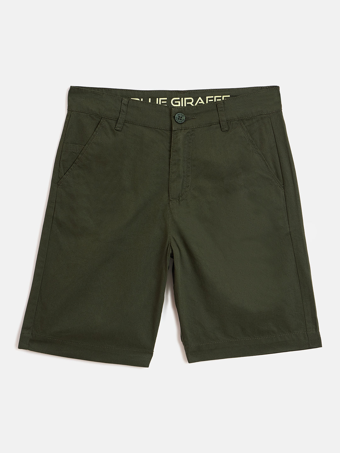 Blue Giraffe Boys Green Regular Fit Solid Shorts