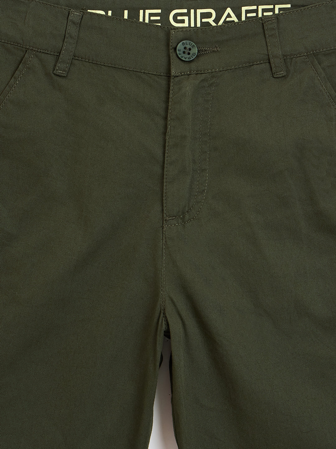 Blue Giraffe Boys Green Regular Fit Solid Shorts