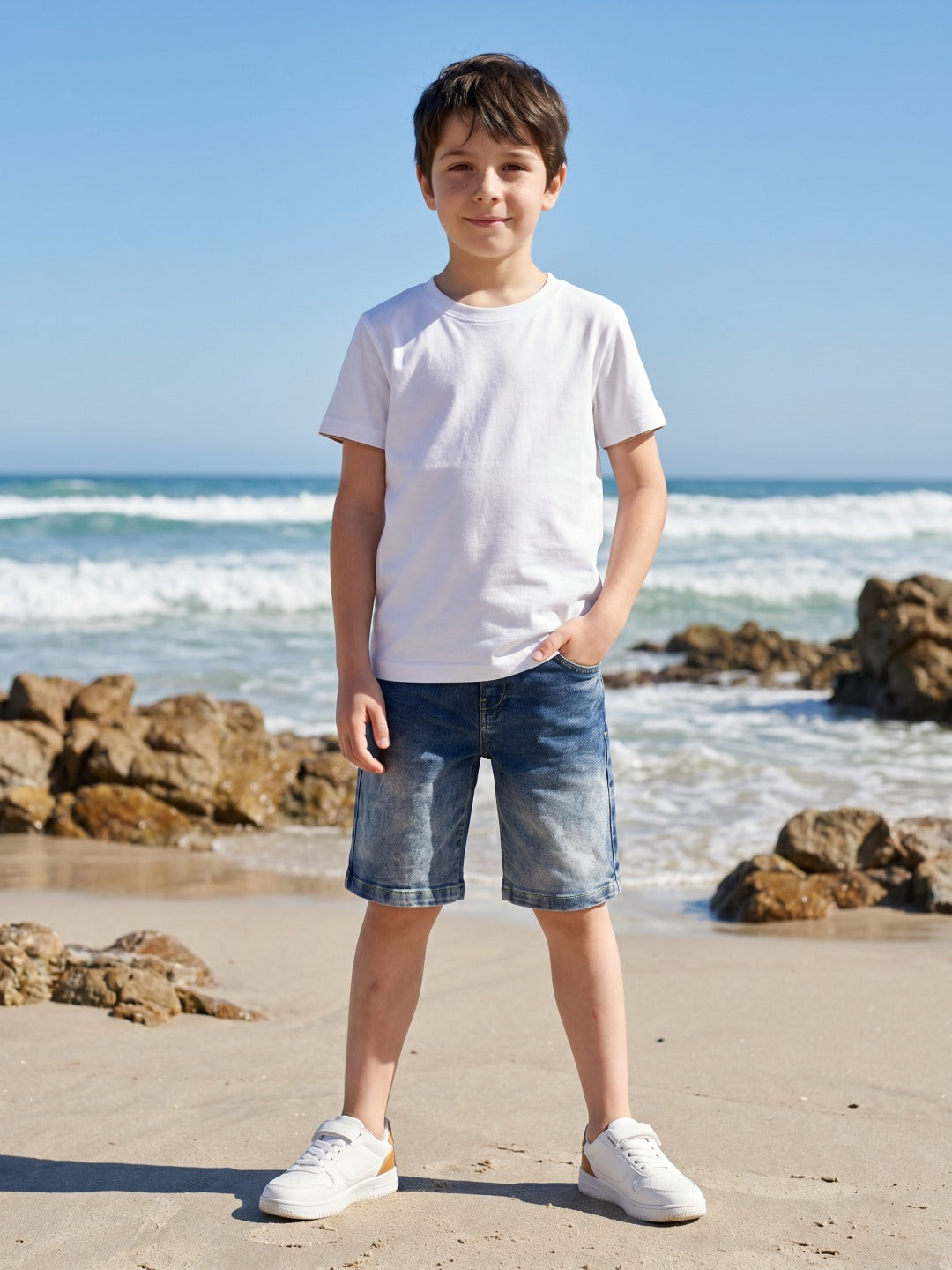 Blue Giraffe Kids Blue Regular Fit Solid Shorts