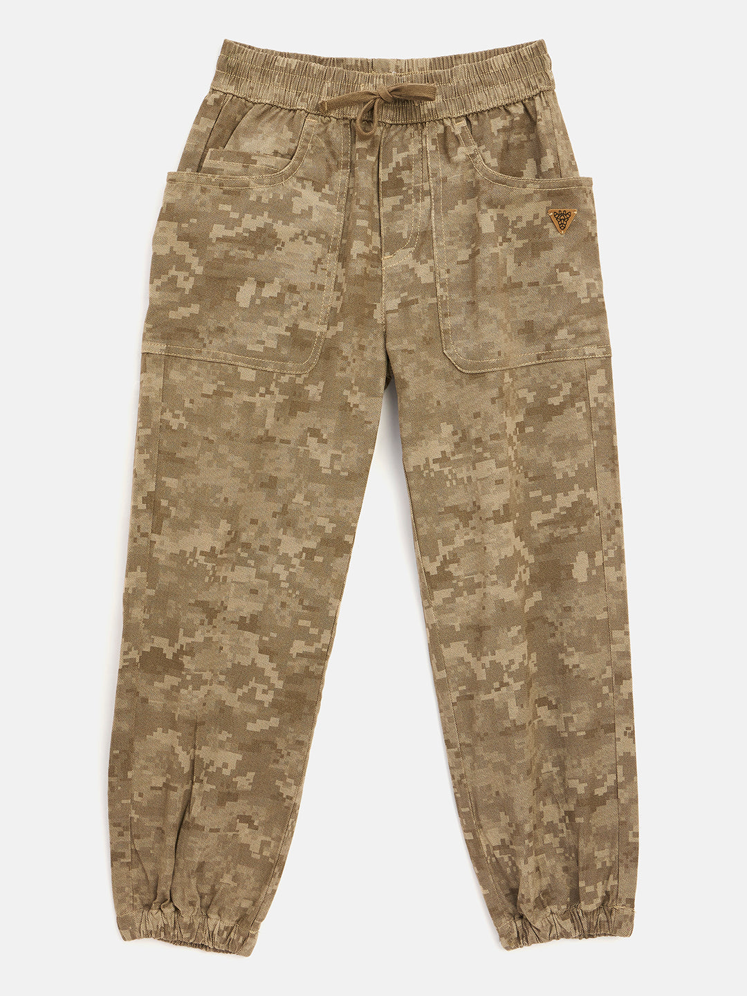 Blue Giraffe Boys Beige Regular Fit Camo Print Jogger