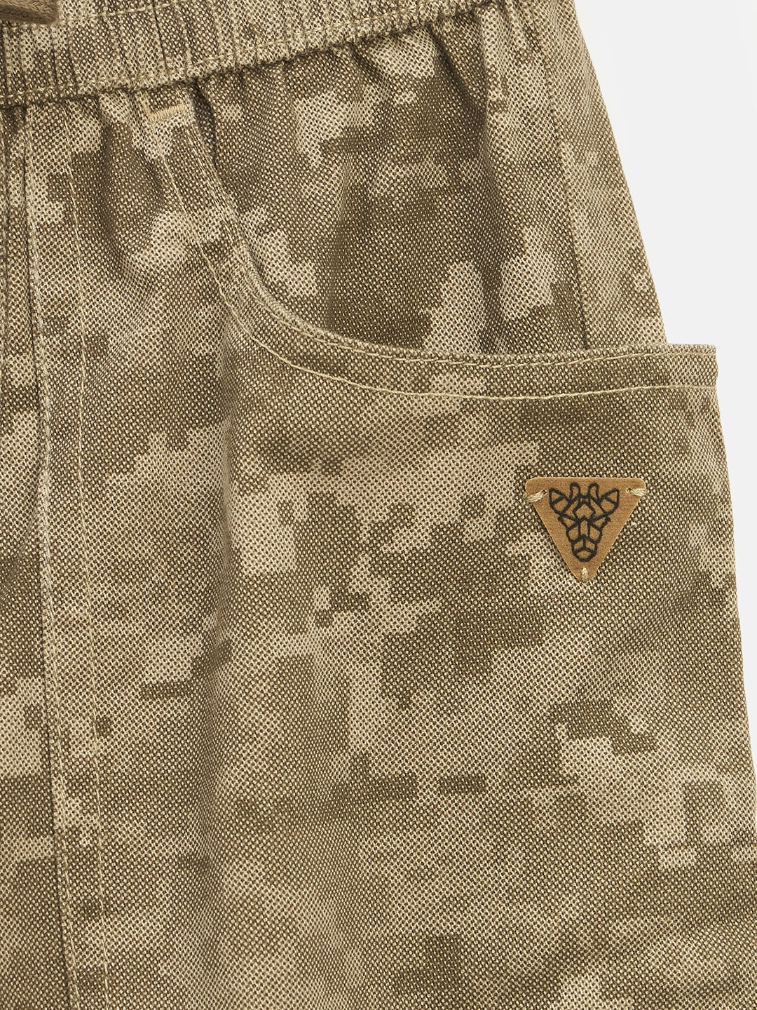 Blue Giraffe Boys Beige Regular Fit Camo Print Jogger