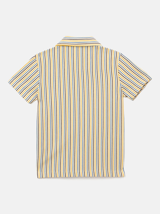 Blue Giraffe Boys Multi Striped Resort Collar Shirt