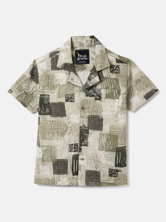 Blue Giraffe Kids Multi Printed Resort Collar Shirt