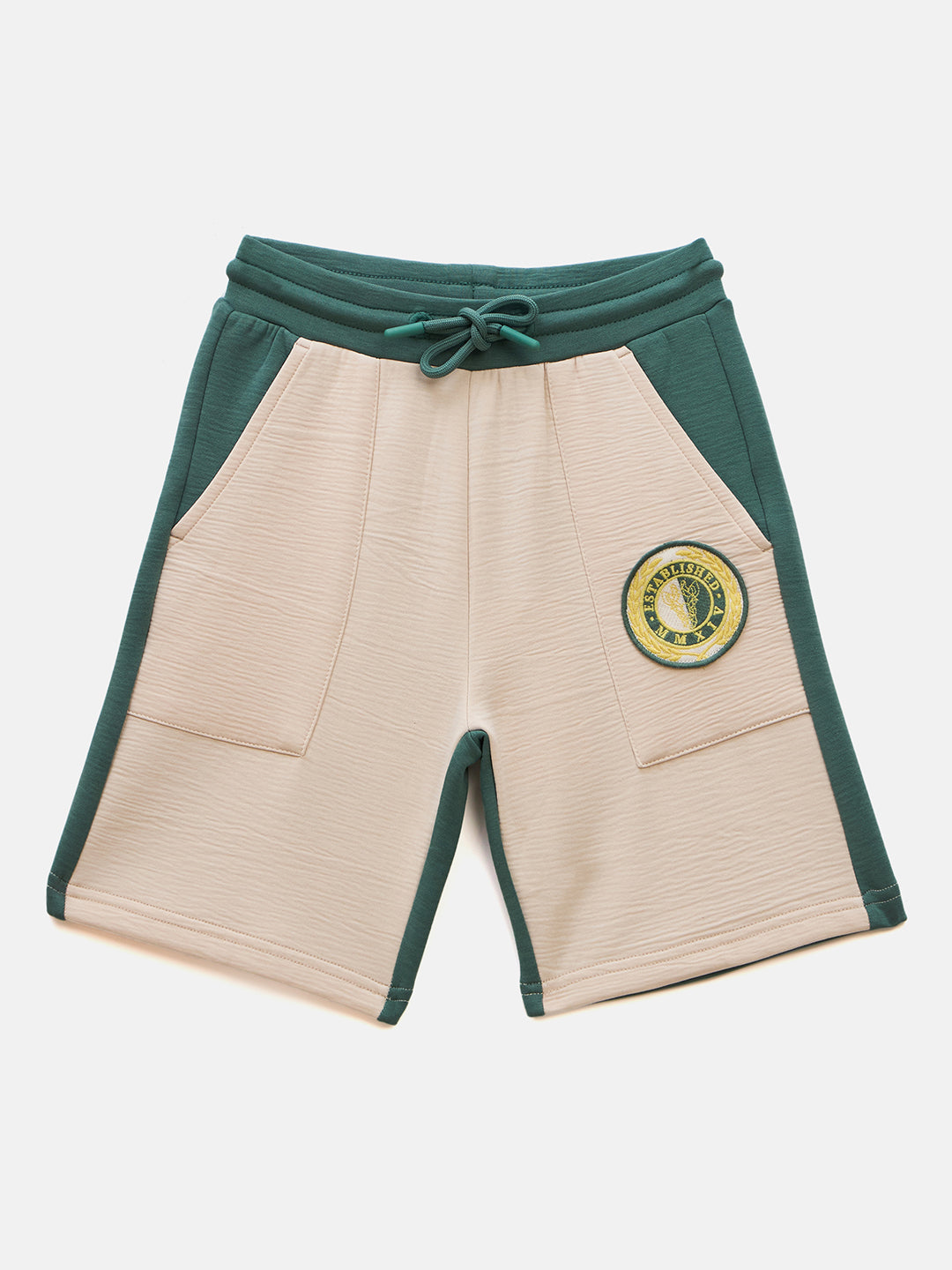 Blue Giraffe Boys Green Regular Fit Solid Shorts