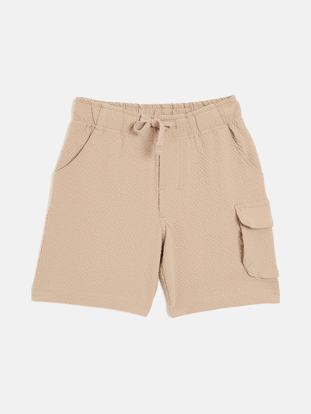 Blue Giraffe Boys Beige Regular Fit Solid Shorts