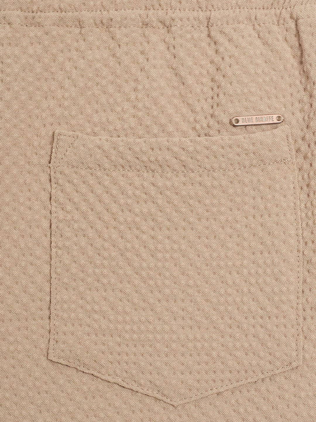 Blue Giraffe Boys Beige Regular Fit Solid Shorts