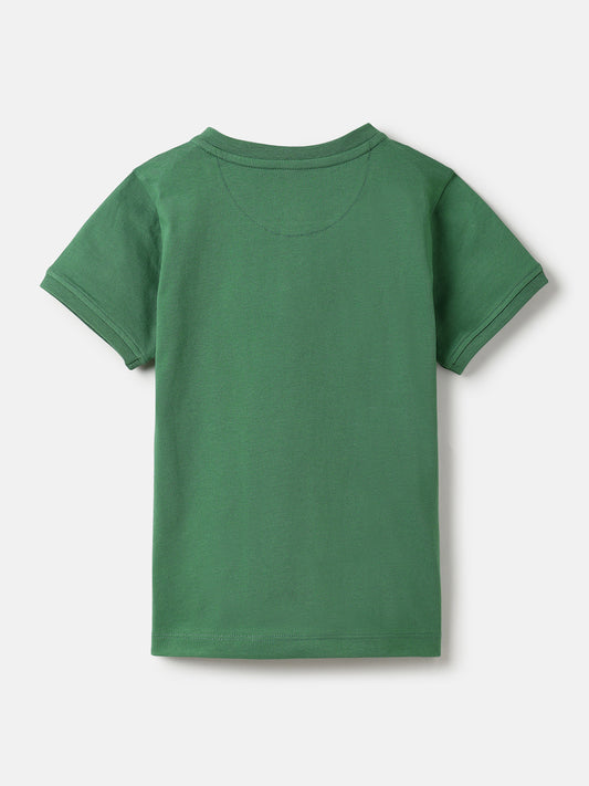 Blue Giraffe Boys Green Solid Henley Collar TShirt