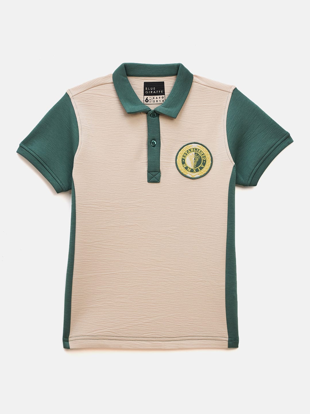 Blue Giraffe Boys Green Solid Polo Tshirt