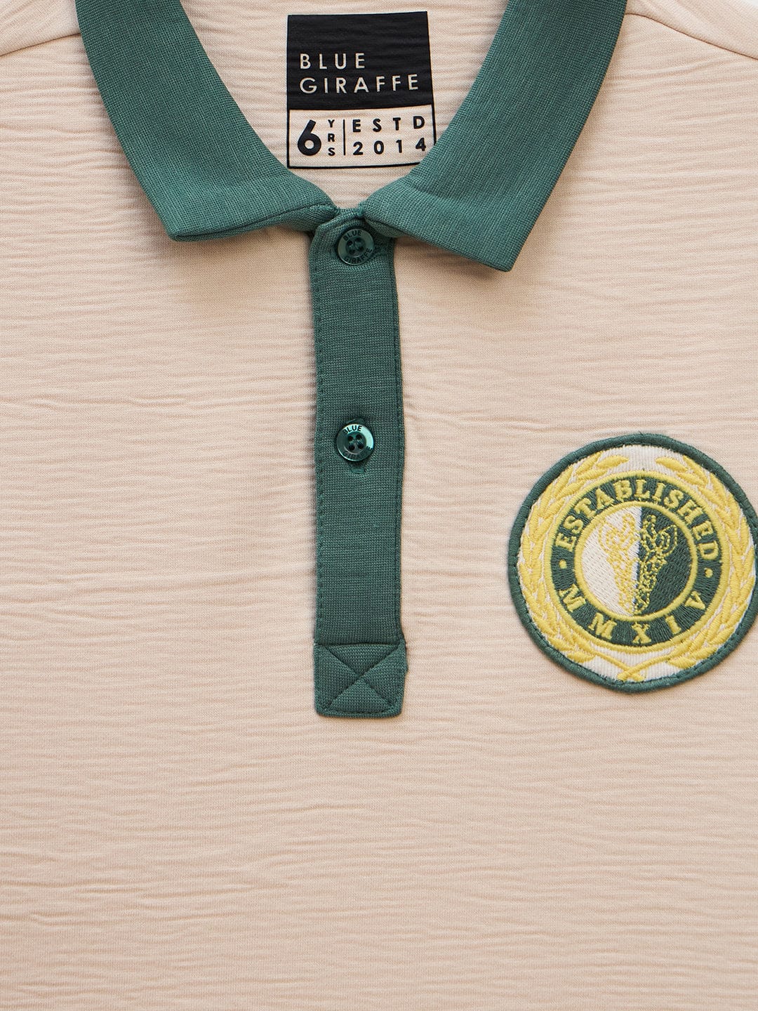 Blue Giraffe Boys Green Solid Polo Tshirt