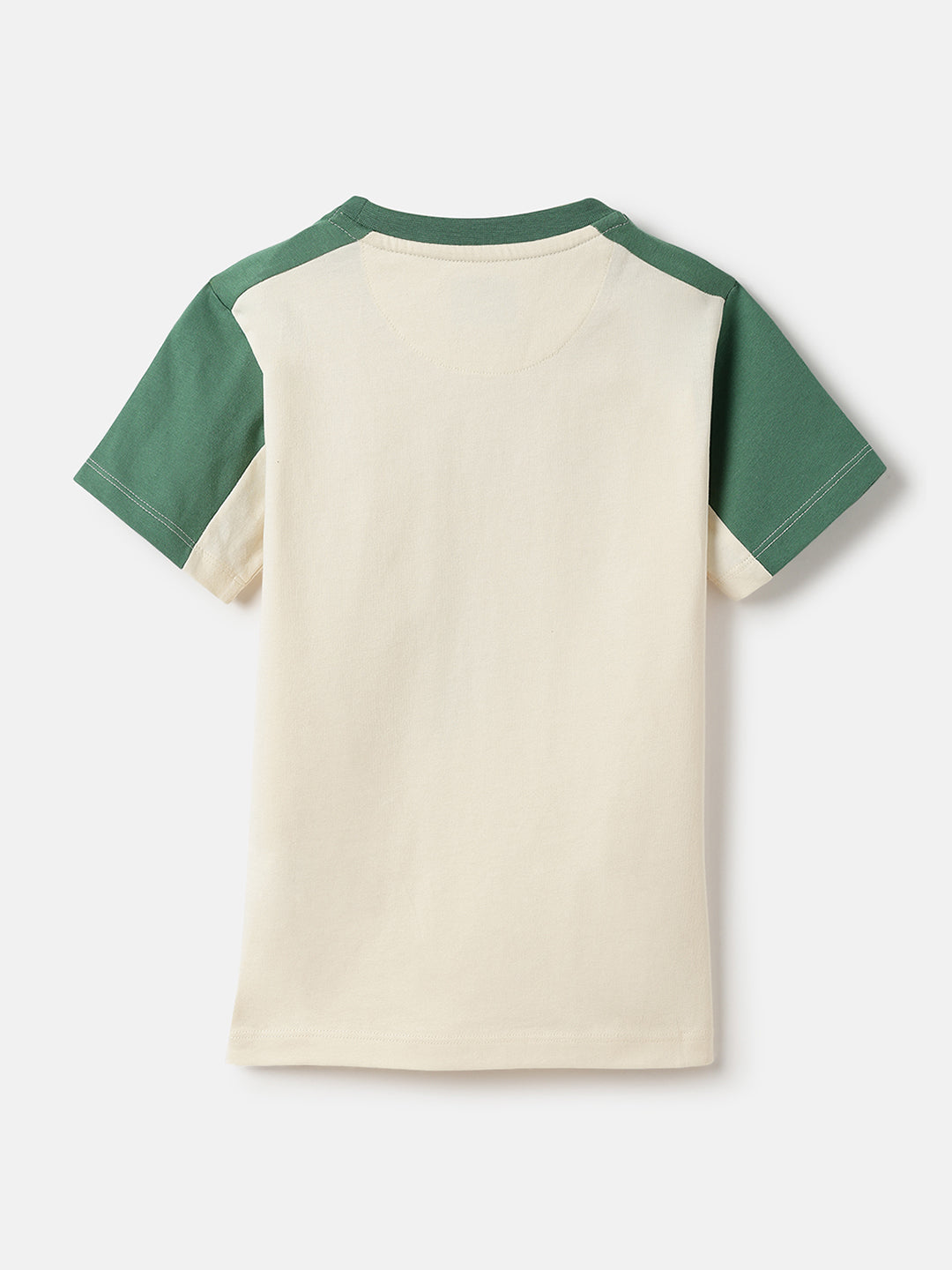 Blue Giraffe Boys Cream Solid Crew Neck TShirt