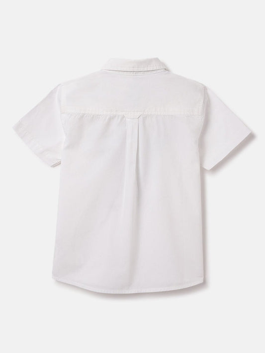 Blue Giraffe Kids White Solid Shirt Collar Shirt