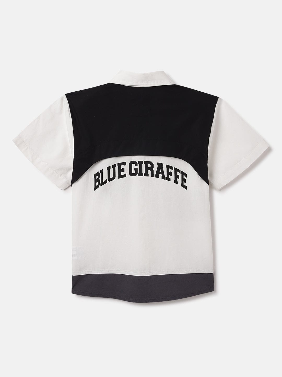 Blue Giraffe Kids White Solid Shirt Collar Shirt