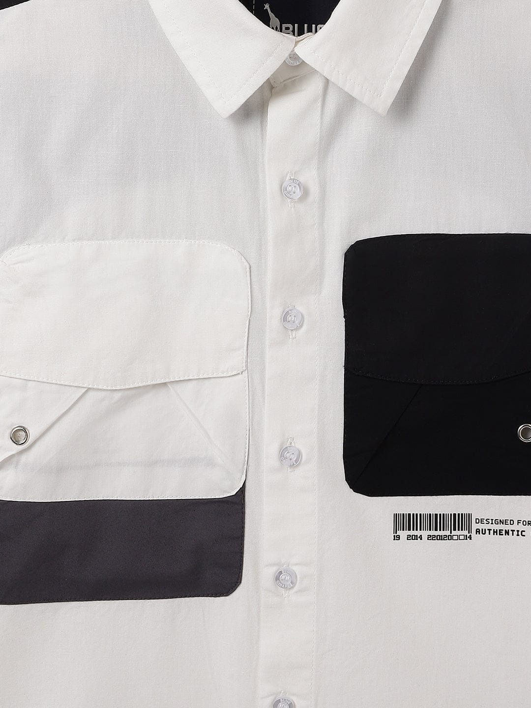 Blue Giraffe Kids White Solid Shirt Collar Shirt