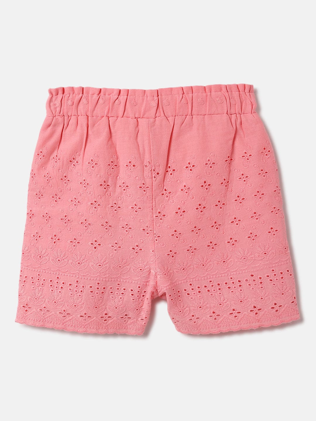 Blue Giraffe Kids Pink Regular Fit All Over Embroidered Shorts
