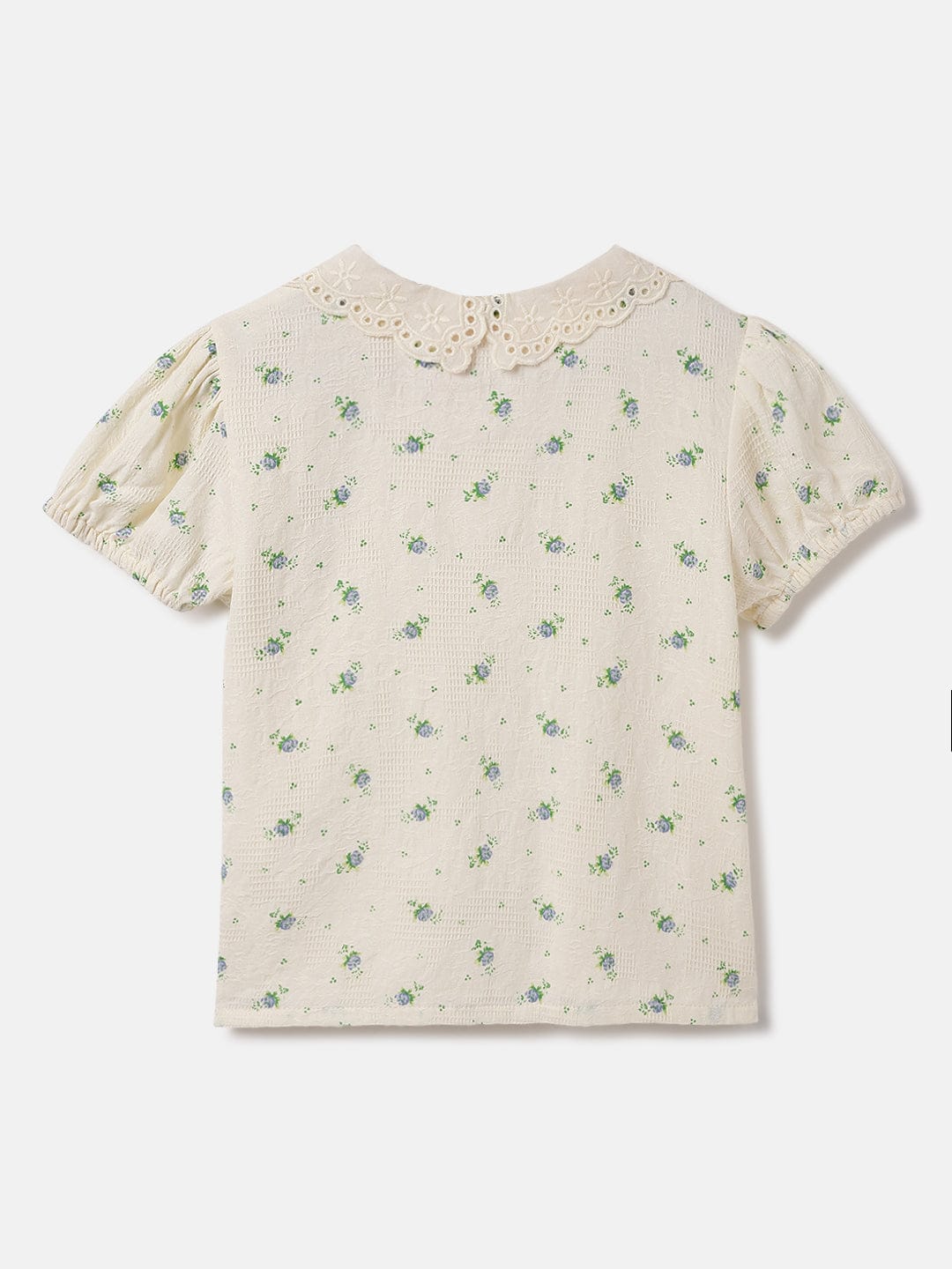 Blue Giraffe Kids Cream Printed Collar Top
