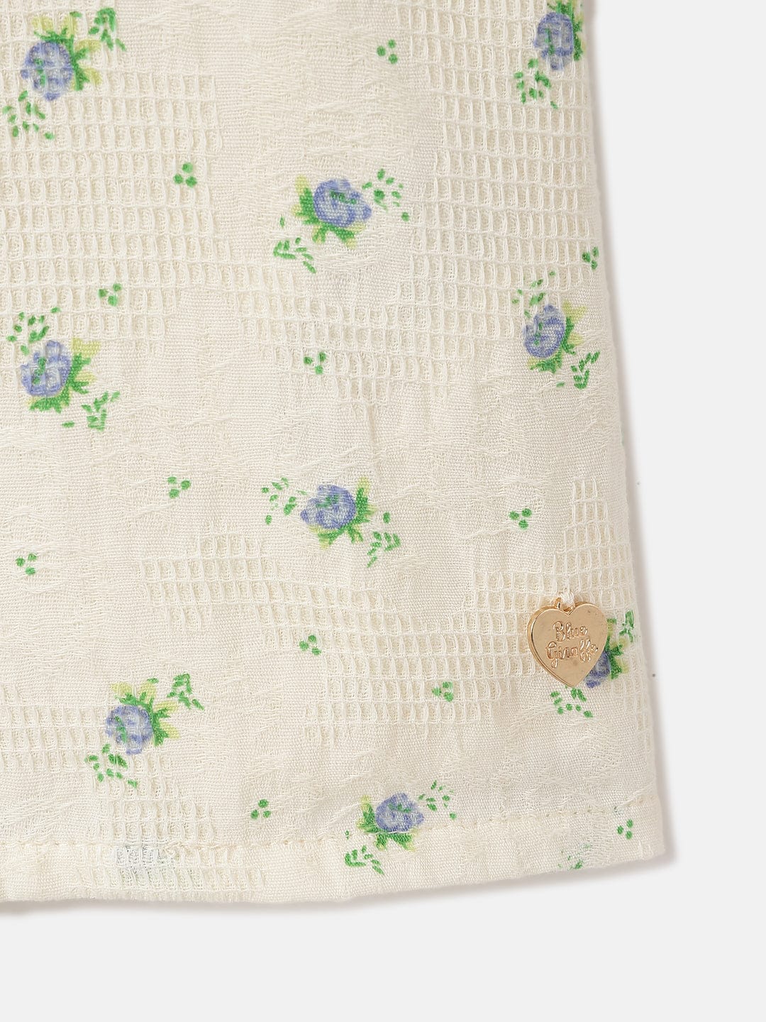 Blue Giraffe Kids Cream Printed Collar Top