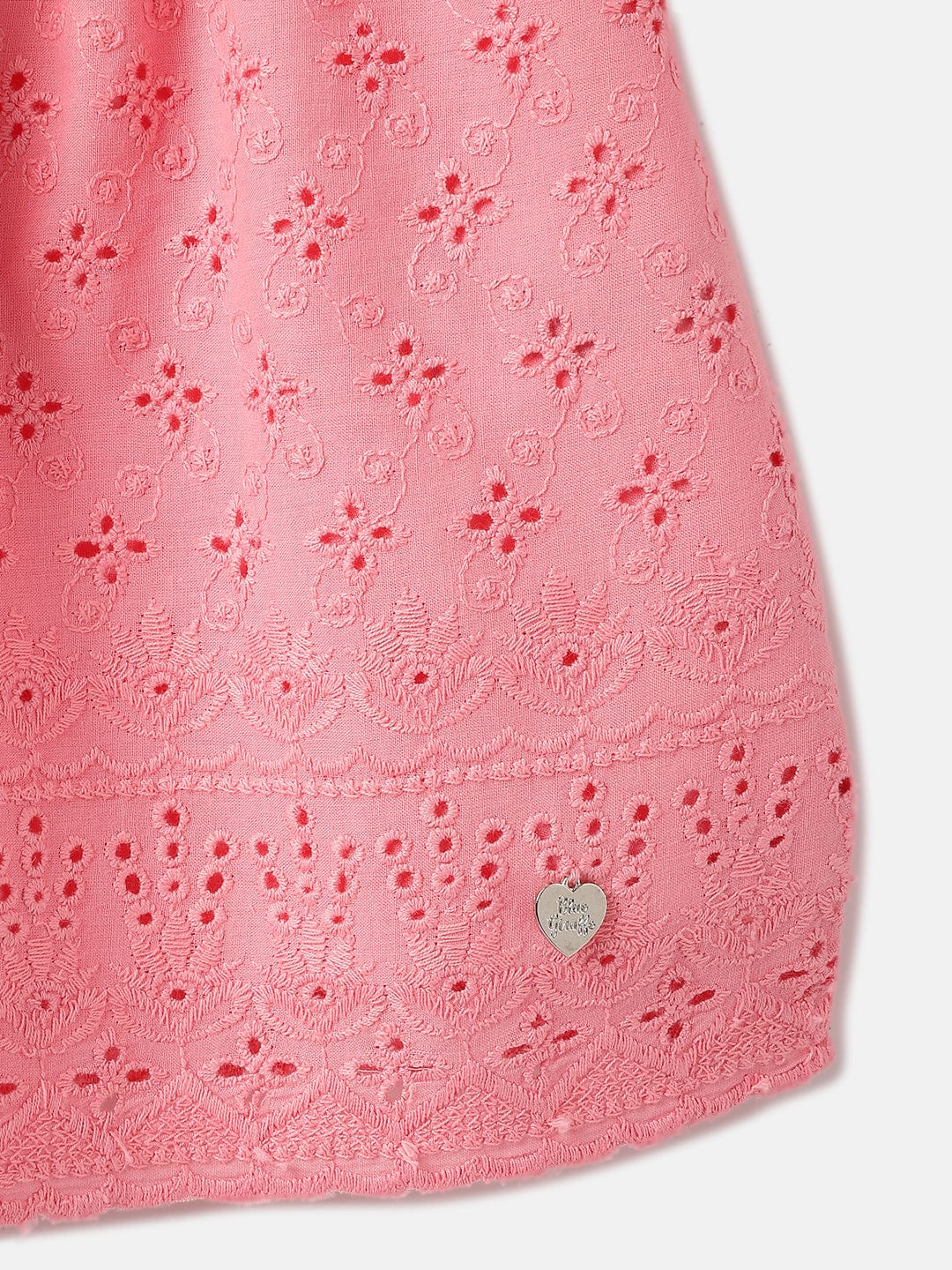 Blue Giraffe Kids Pink All Over Embroidered Square Neck Top