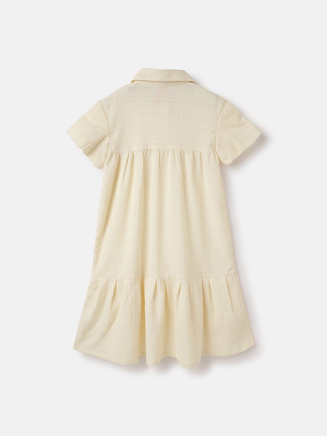 Blue Giraffe Girls Cream Solid Dress