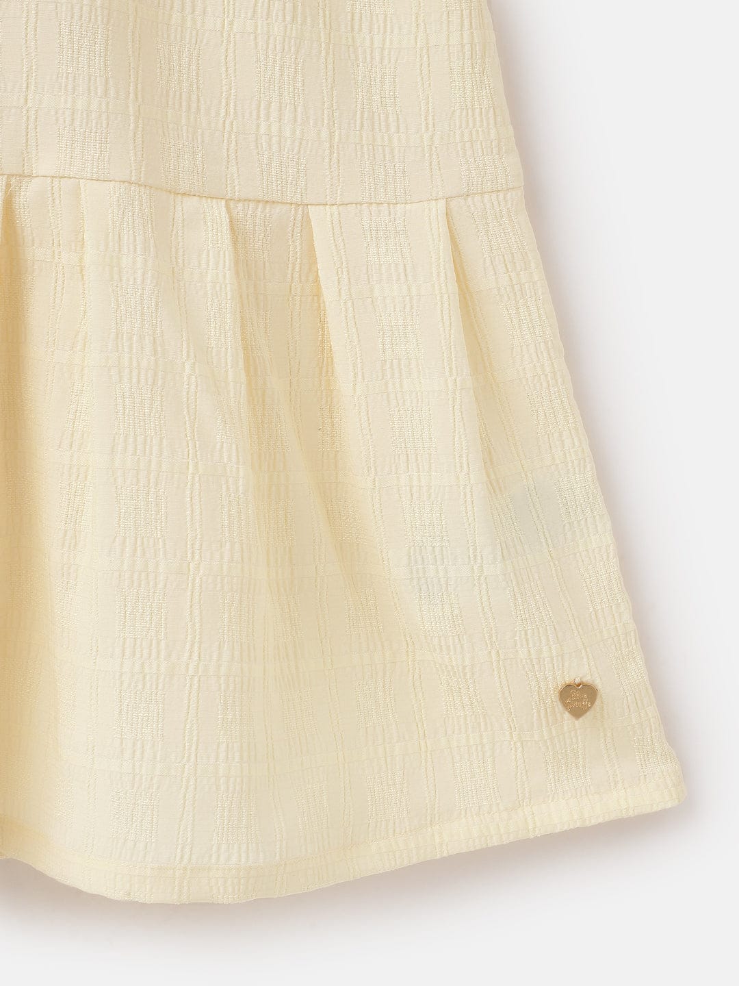 Blue Giraffe Girls Cream Solid Dress