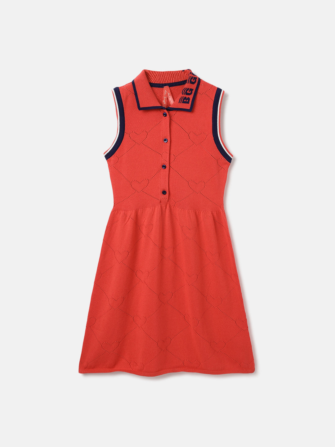 Blue Giraffe Kids Red Solid Collar Dress