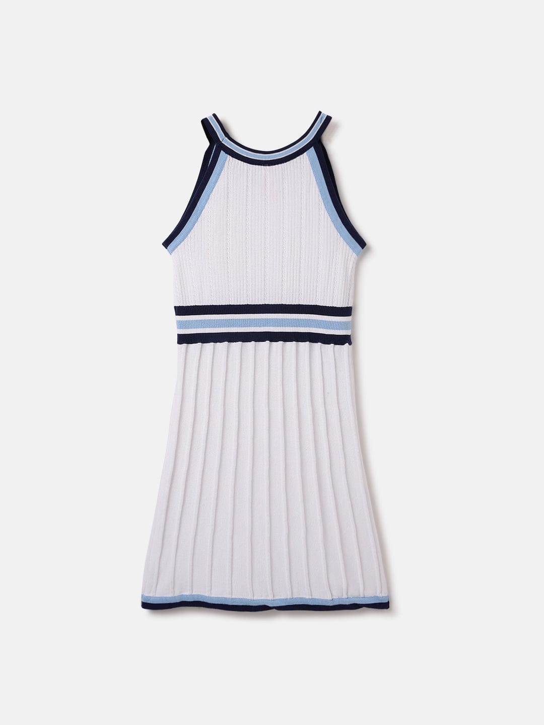 Blue Giraffe Kids White Solid Round Neck Dress