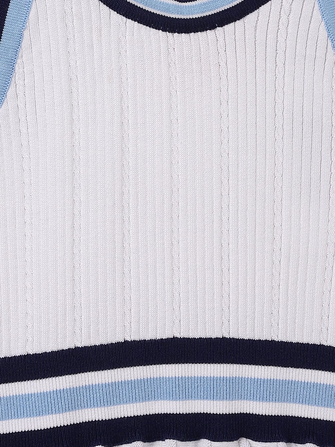 Blue Giraffe Kids White Solid Round Neck Dress