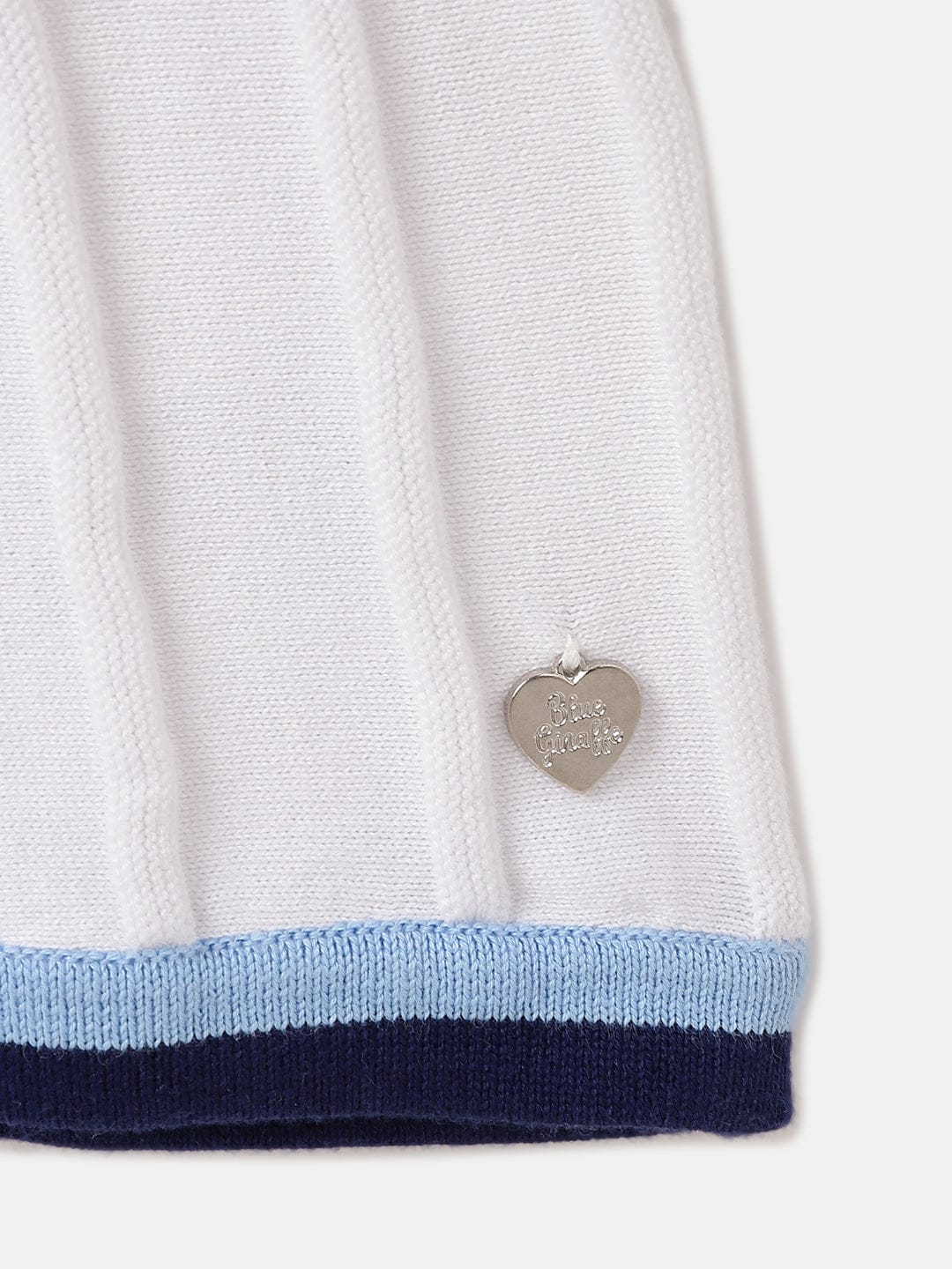 Blue Giraffe Kids White Solid Round Neck Dress