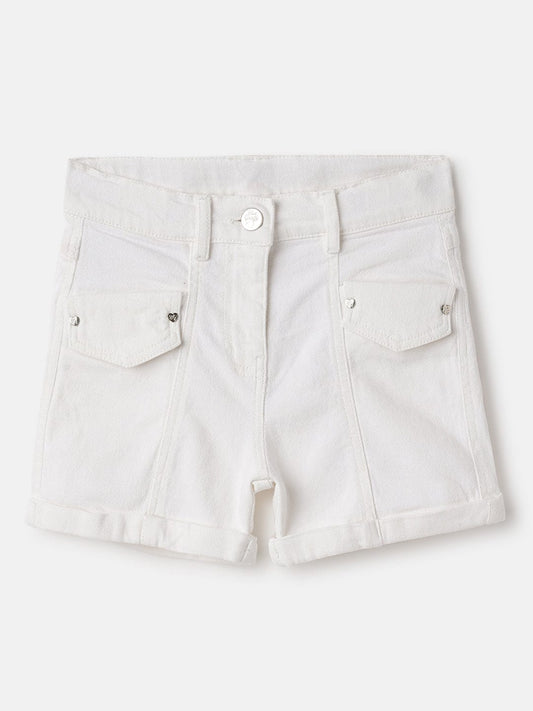 Blue Giraffe Kids White Regular Fit Solid Shorts