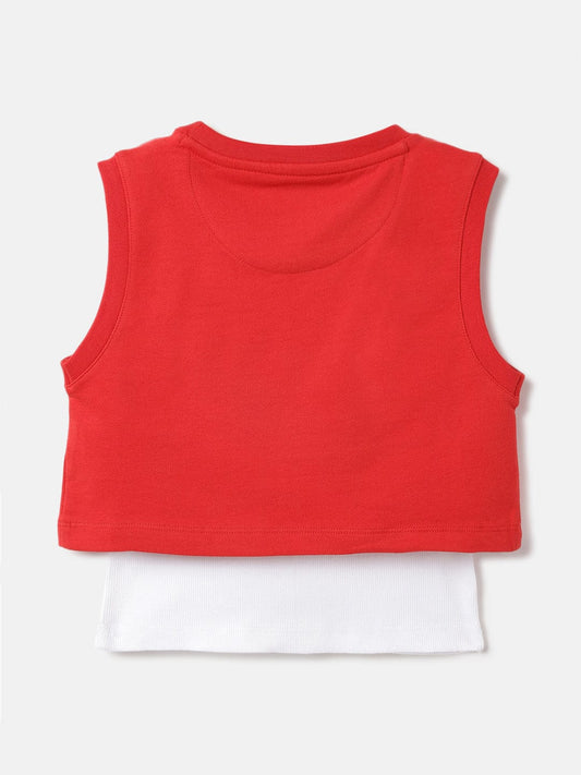 Blue Giraffe Kids Red Solid Round Neck Tshirt