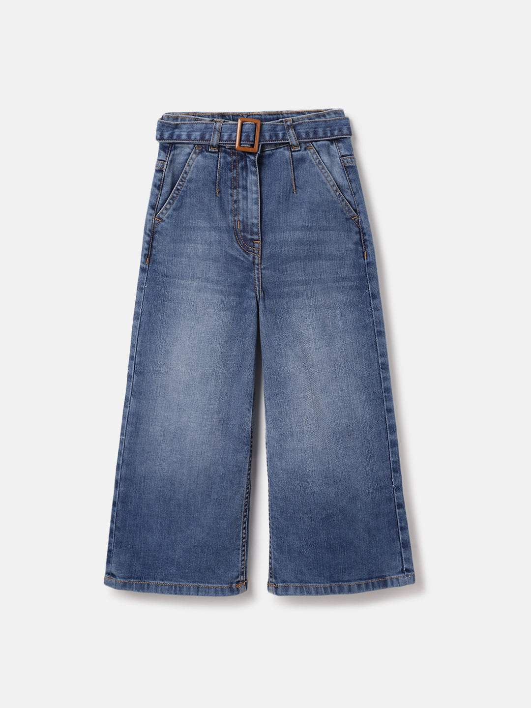 Blue Giraffe Kids Blue Flared Fit Solid Jeans