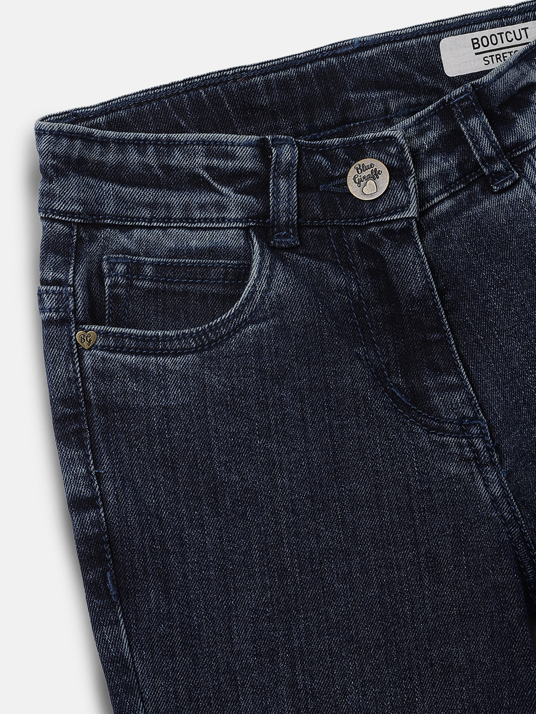 Blue Giraffe Kids Blue Bootcut Fit Solid Jeans