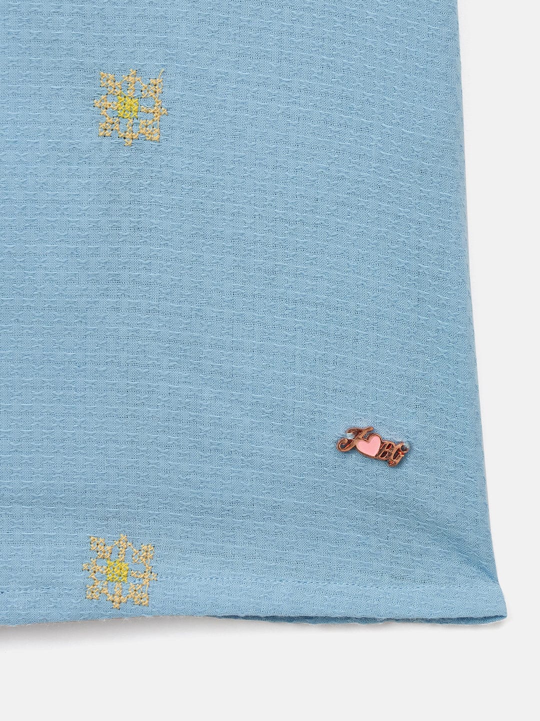 Blue Giraffe Girls Blue Solid Band Collar Dress