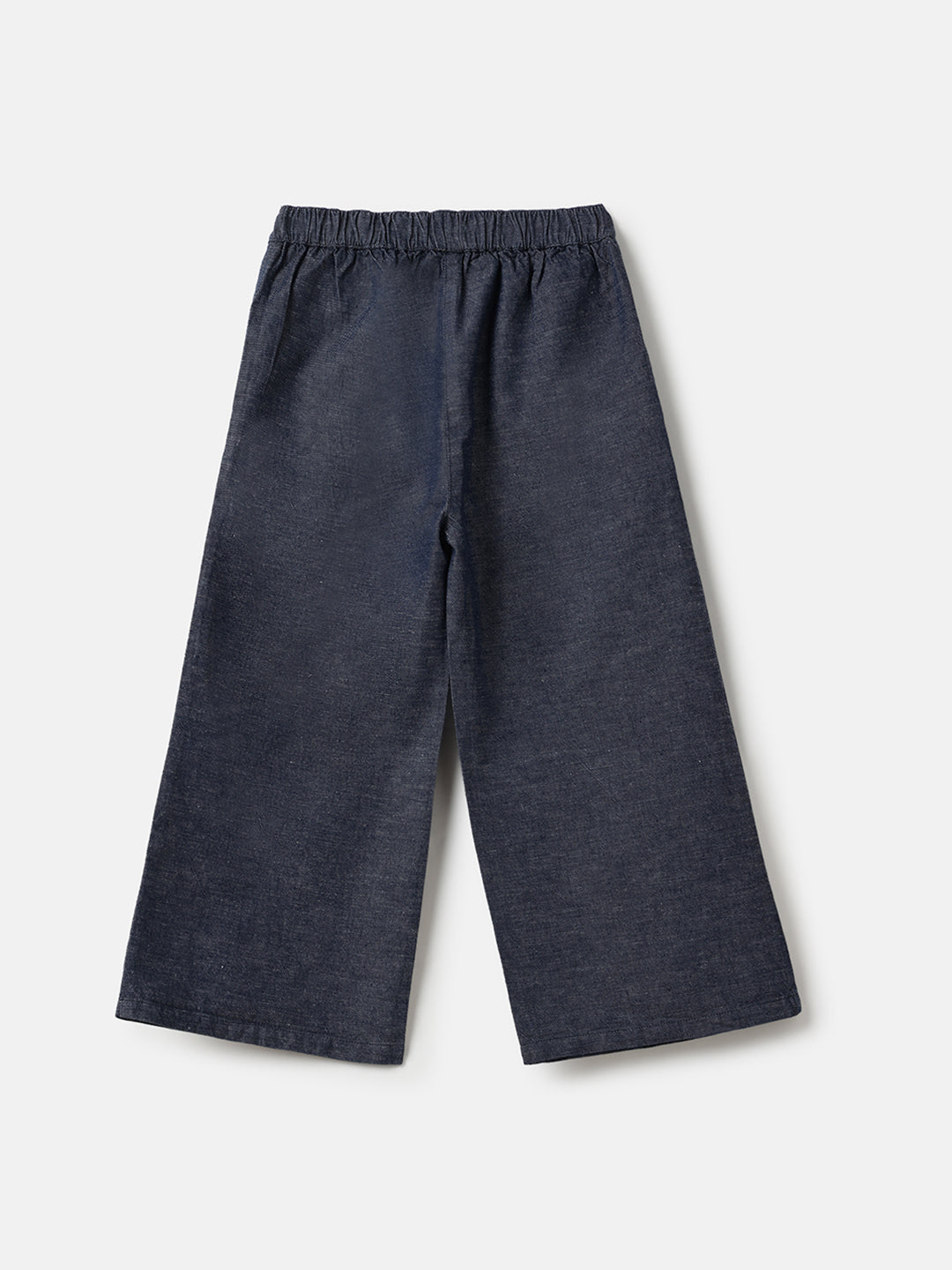 Blue Giraffe Girls Blue Loose Fit Solid Trouser