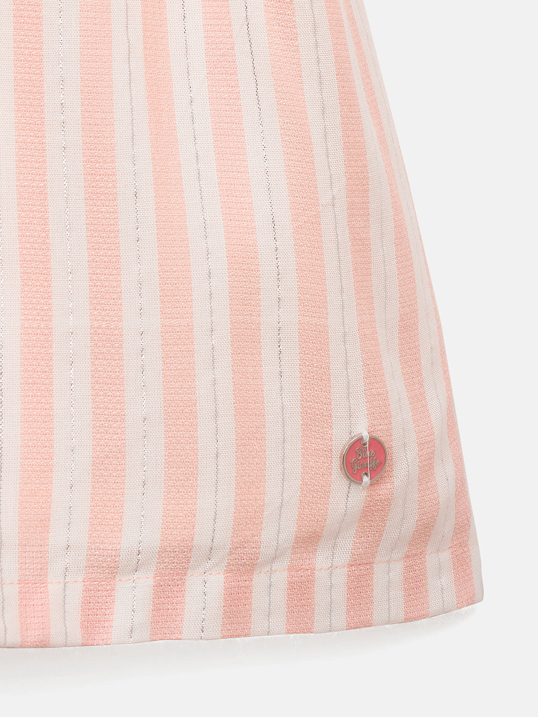 Blue Giraffe Girls Pink Solid+Yarn Dyed Striped Square Neck Dress