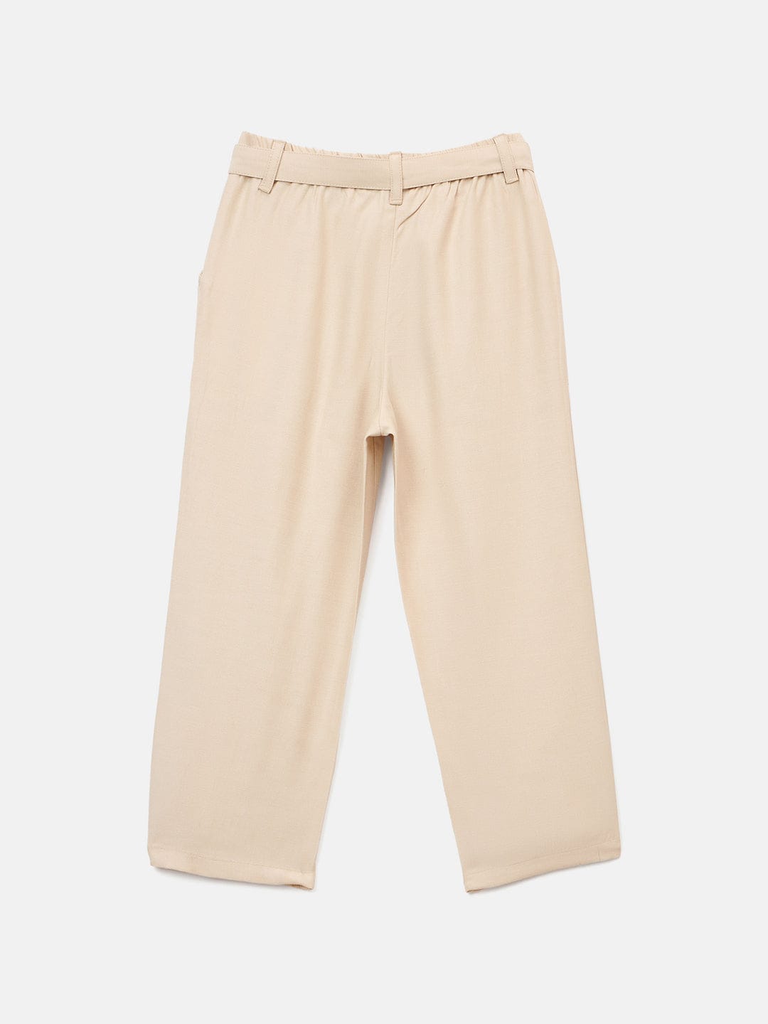 Blue Giraffe Girls Cream Straight Leg Solid Trouser