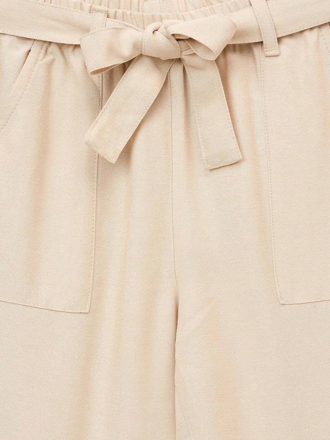 Blue Giraffe Girls Cream Straight Leg Solid Trouser