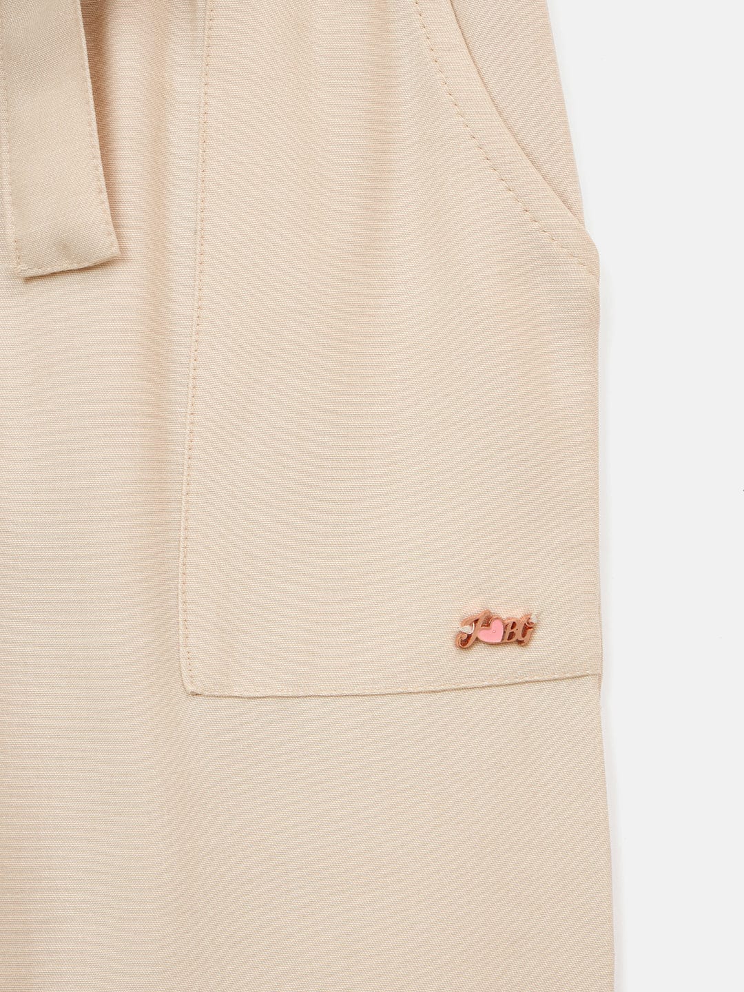 Blue Giraffe Girls Cream Straight Leg Solid Trouser