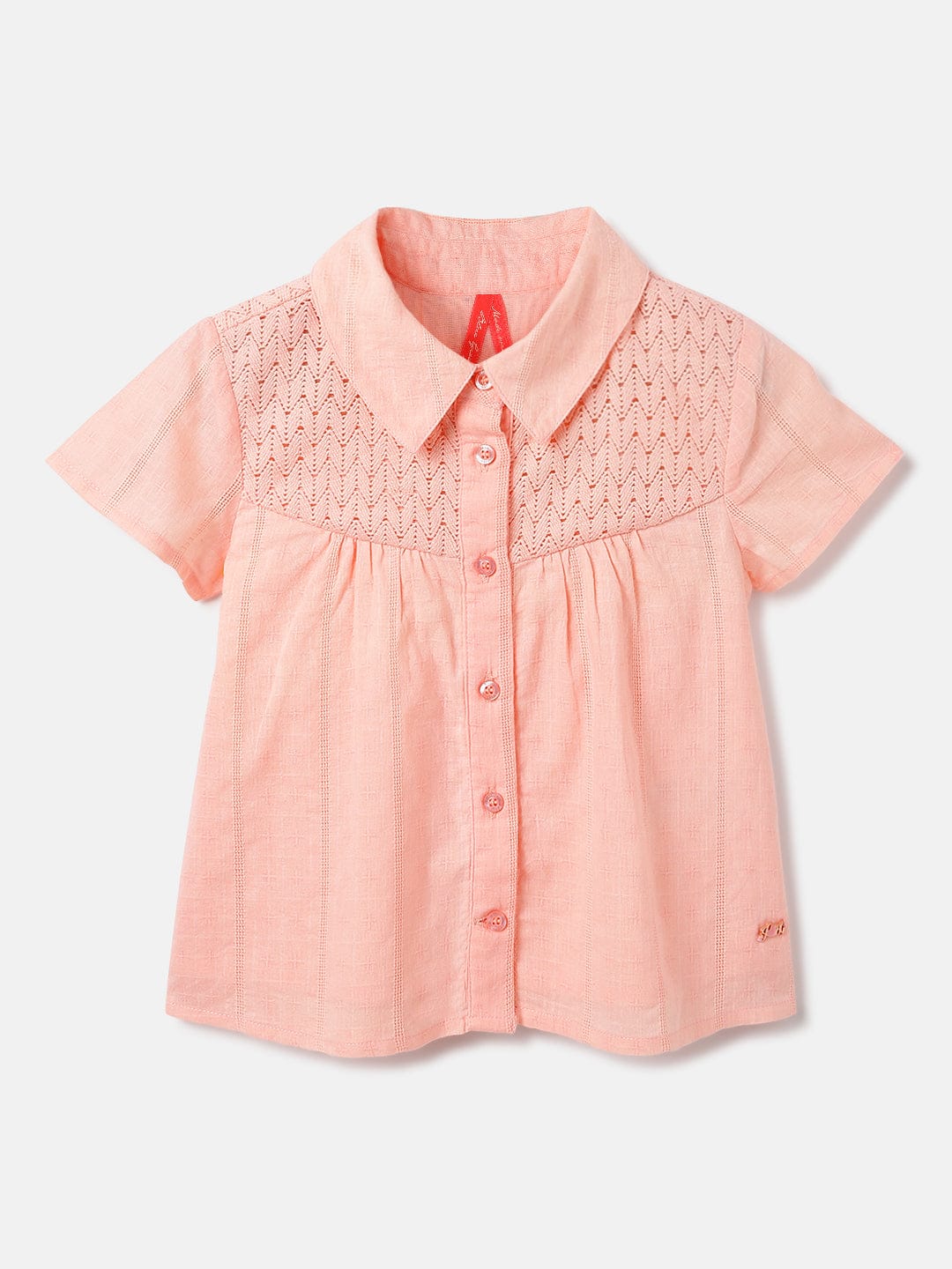 Blue Giraffe Kids Pink Solid Collar Top