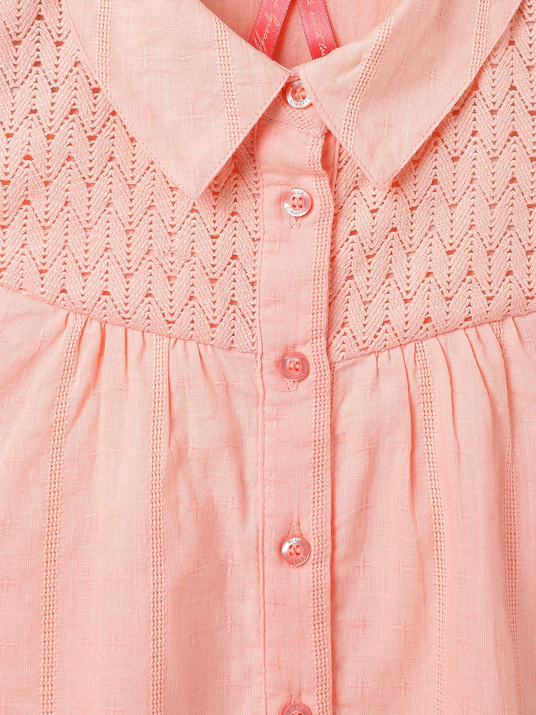 Blue Giraffe Kids Pink Solid Collar Top