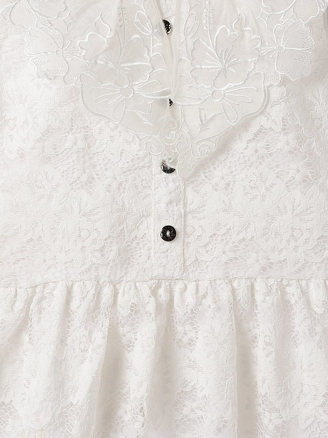 Blue Giraffe Kids White Solid Collar Dress