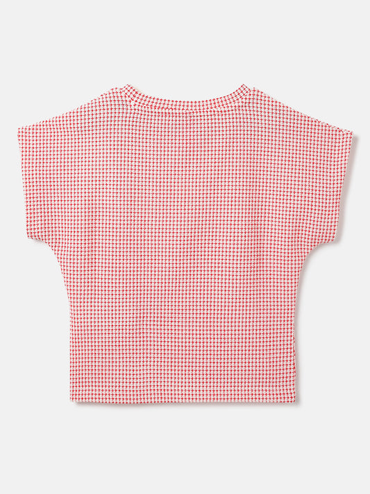 Blue Giraffe Kids Red Milange Round Neck Tshirt