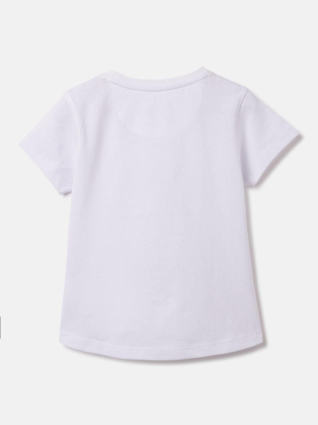 Blue Giraffe Kids White Solid Round Neck Tshirt